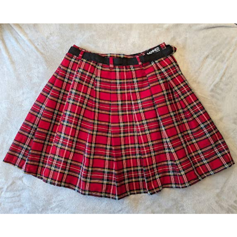 Banned Alternative Red Tartan Skirt